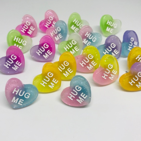 Hug Me Ombré Glitter Conversation Heart Earrings - Picture 7 of 15